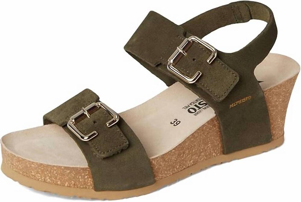 NEW MEPHISTO women's lissandra platform wedge sandal in loden